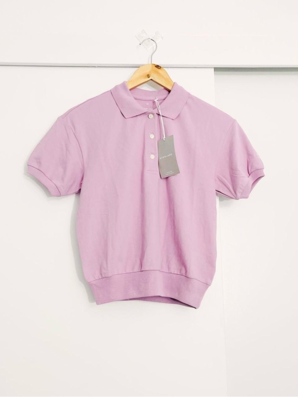 NWT Everlane Polo Purple / Pink Button Shirt Top Organic Cotton Blend Size XXS